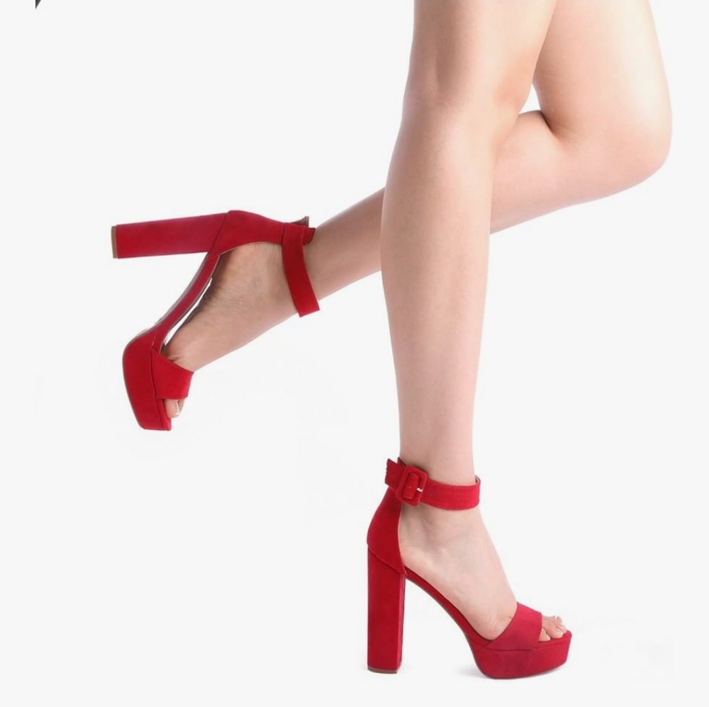 Dream Pairs Women's Red Platform Heels